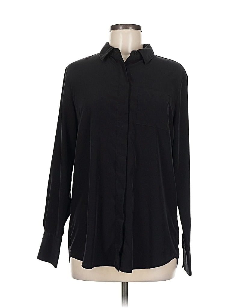 Pre-owned Nine West Long Sleeve Blouse In Black