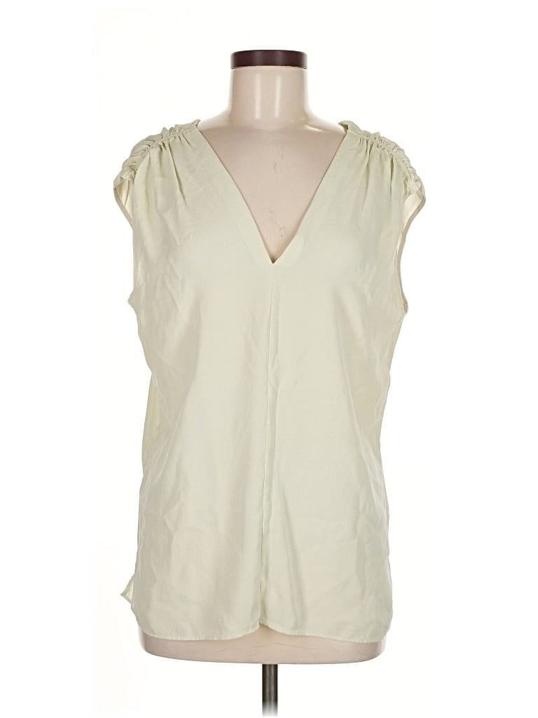 Pre-owned Lafayette 148 Sleeveless Blouse In White