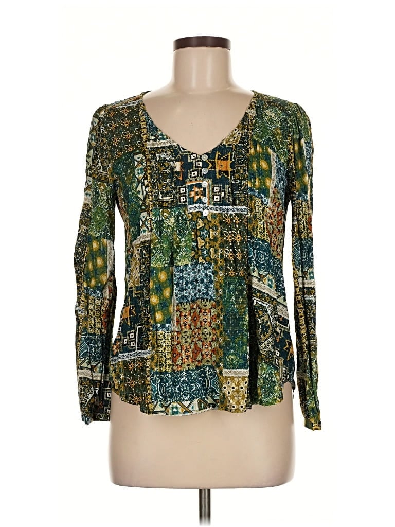 Pre-owned Jane And Delancey Long Sleeve Blouse In Green