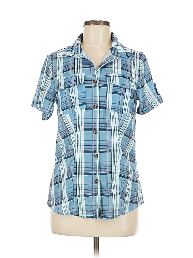 Pre-owned Unbranded Short Sleeve Blouse In Blue