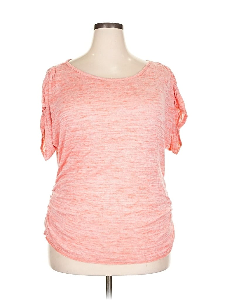 Pre-owned A. Byer Short Sleeve Top Orange Scoop Neck Tops