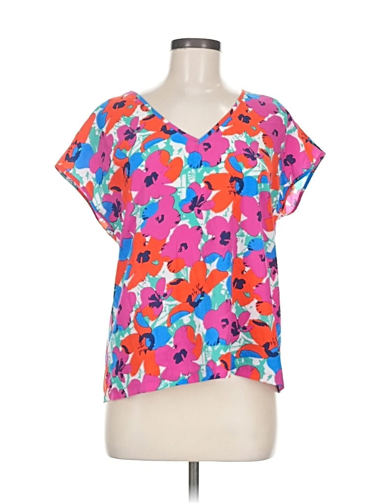 Pre-owned Lili Sidonio Molly Bracken Short Sleeve Blouse In Red