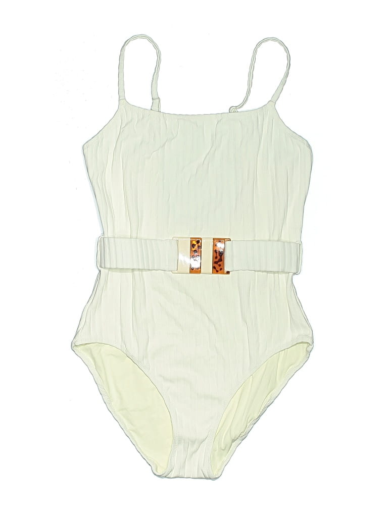 Pre-owned Solid & Striped One Piece Swimsuit In White