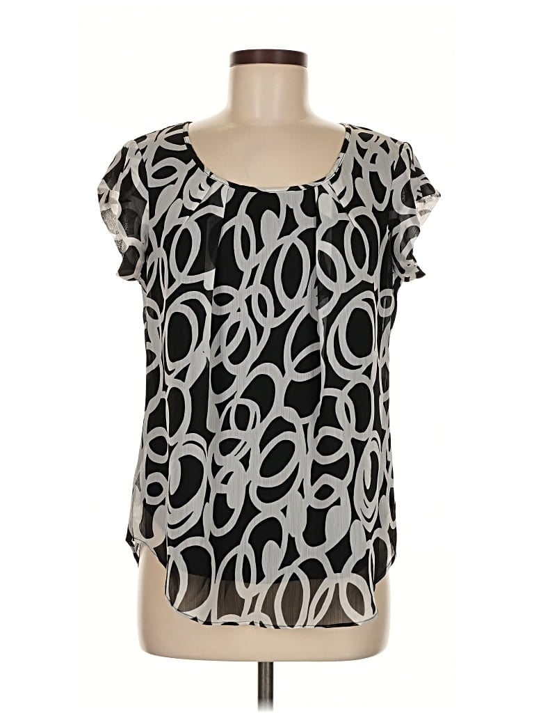 Pre-owned Milano Short Sleeve Blouse In Gray