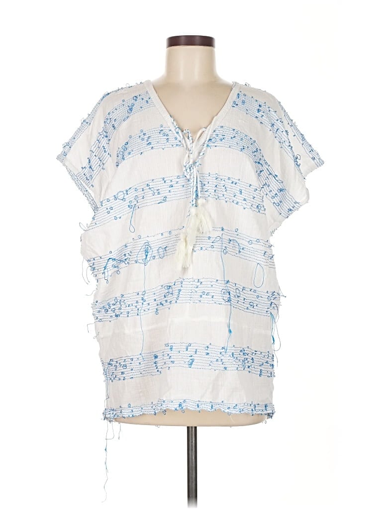 Pre-owned En Creme Short Sleeve Blouse In Blue