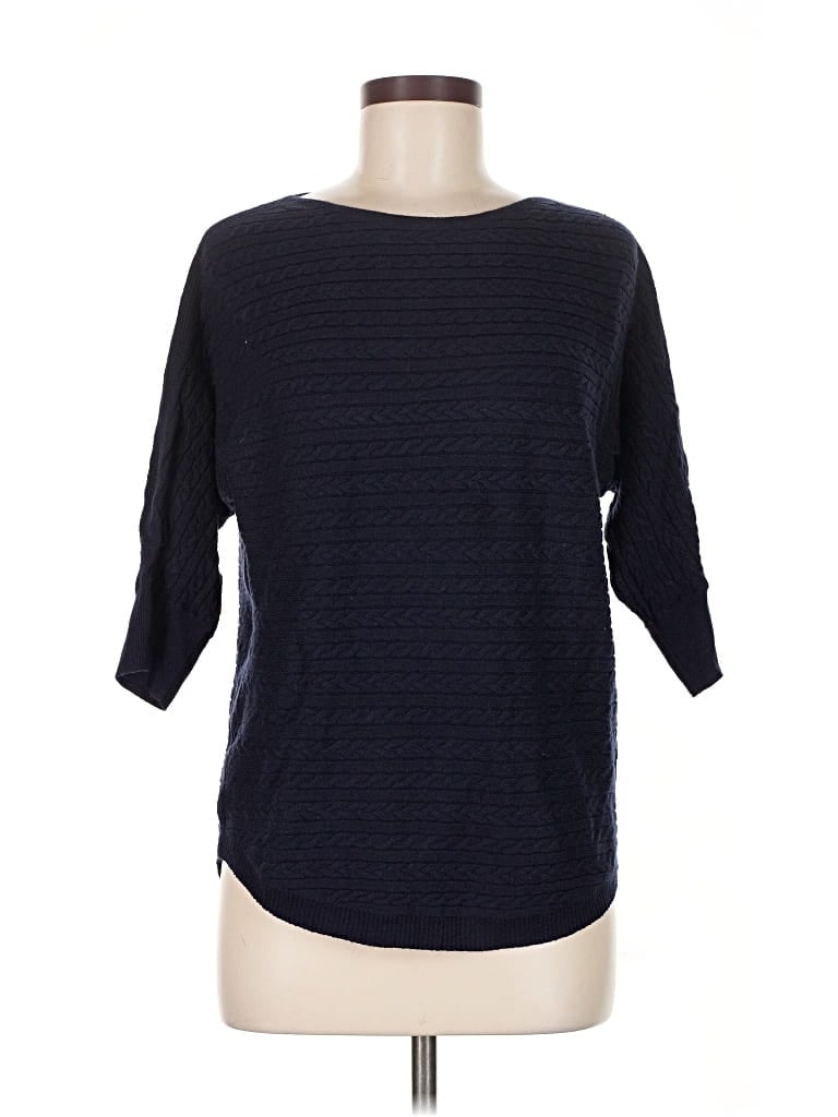 Pre-owned Market & Spruce 3/4 Sleeve Top Blue Boatneck Tops