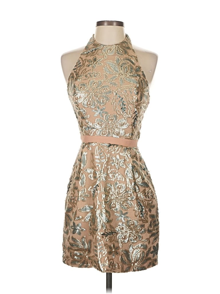 Pre-owned Dress The Population Cocktail Dress In Gold