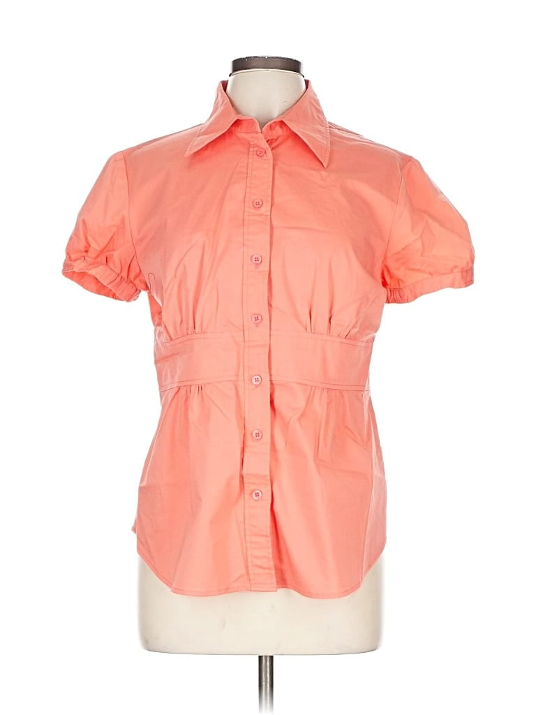 Pre-owned New York And Company Short Sleeve Blouse In Orange