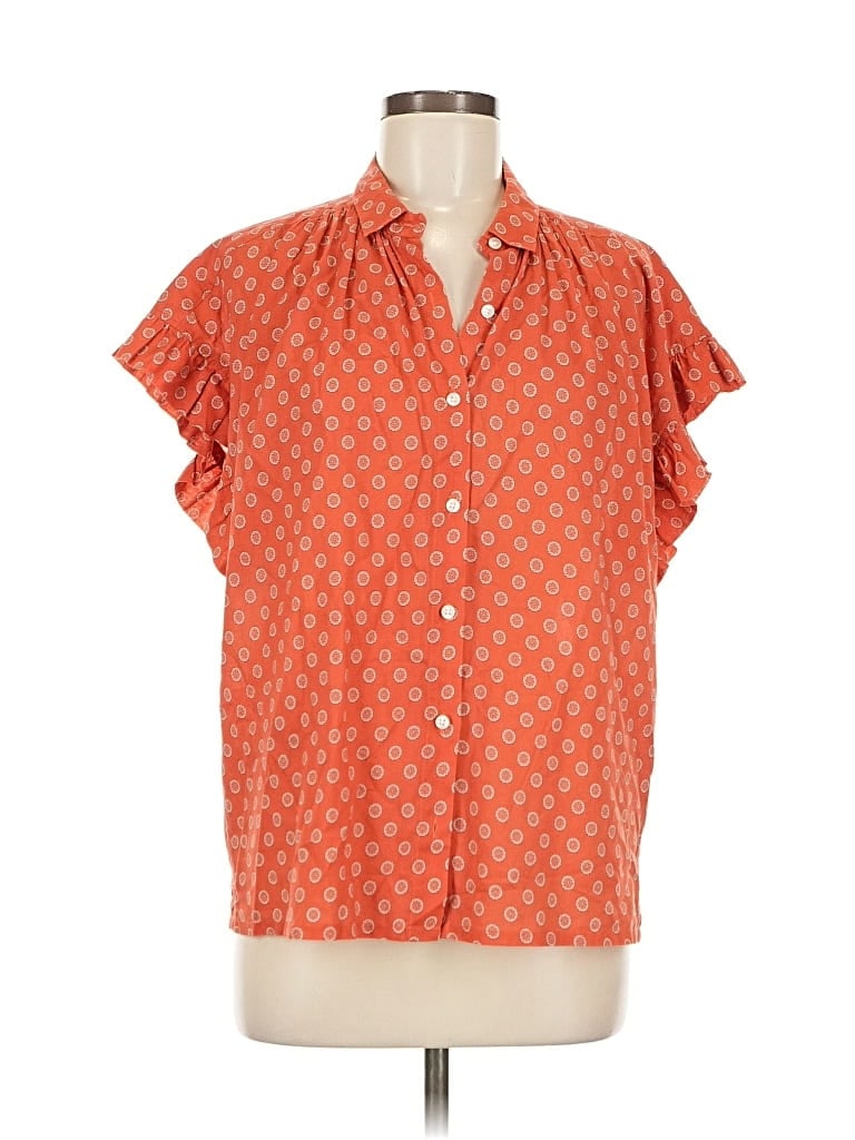 Pre-owned Birds Of Paradis By Trovata Short Sleeve Blouse In Orange