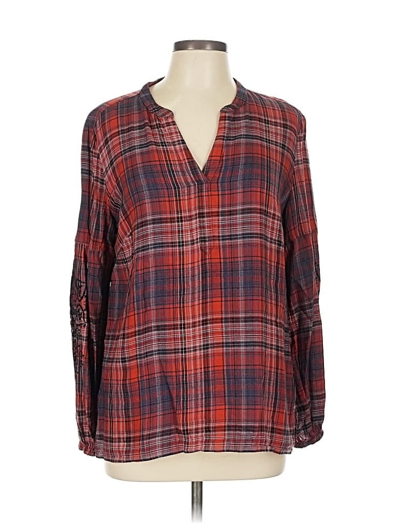 Pre-owned Westbound Long Sleeve Blouse In Red