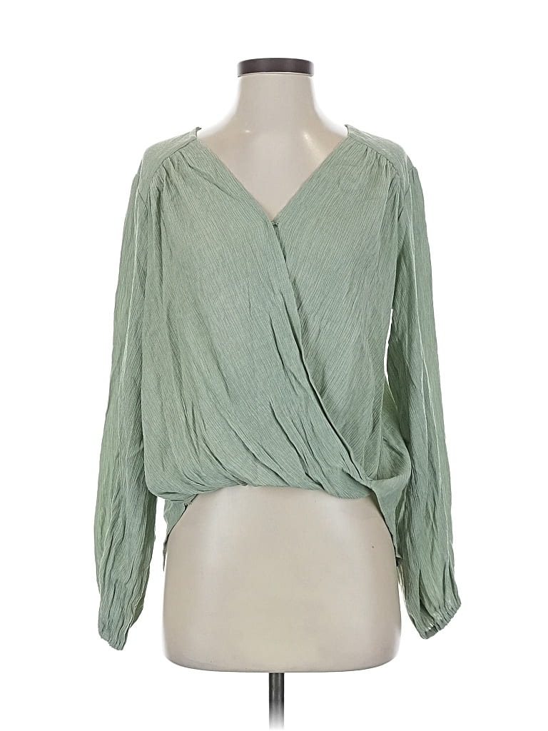Pre-owned Free People Long Sleeve Blouse In Green