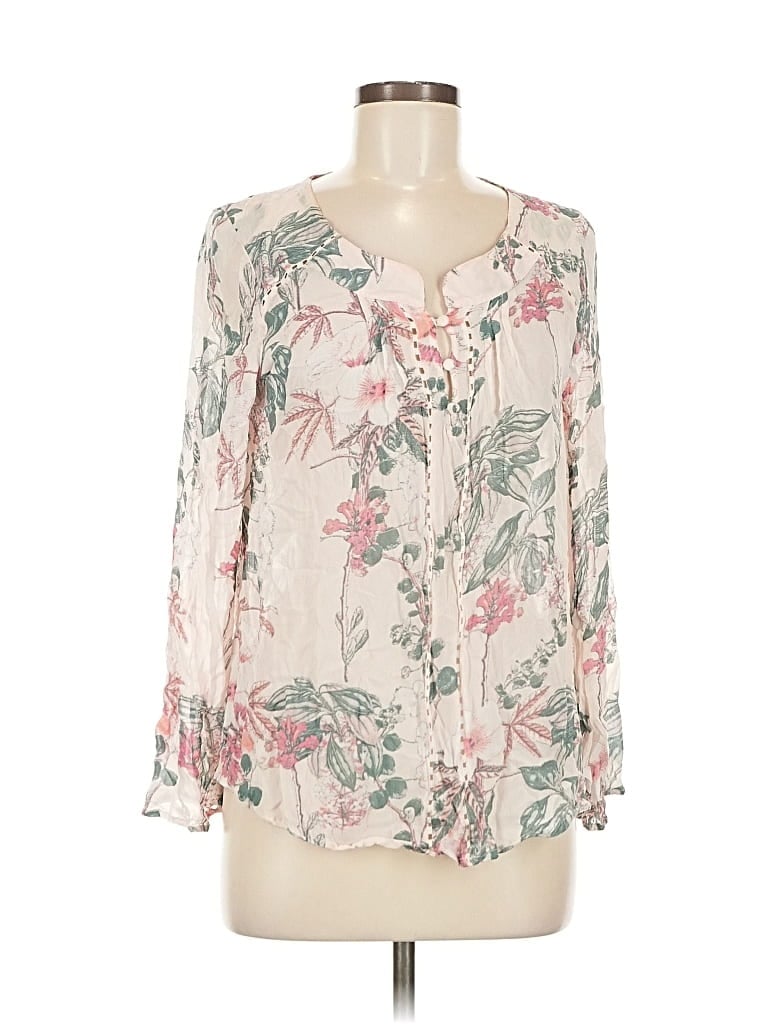 Pre-owned Lucky Brand Long Sleeve Blouse In White