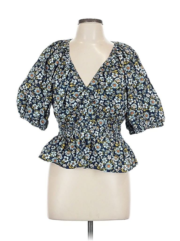 Pre-owned Old Navy Short Sleeve Blouse In Blue