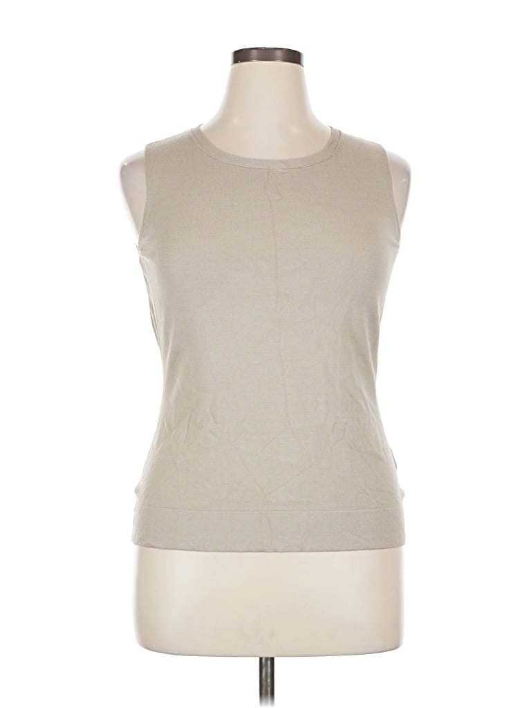 Pre-owned Lafayette 148 Sleeveless Top Tan Boatneck Tops In Brown
