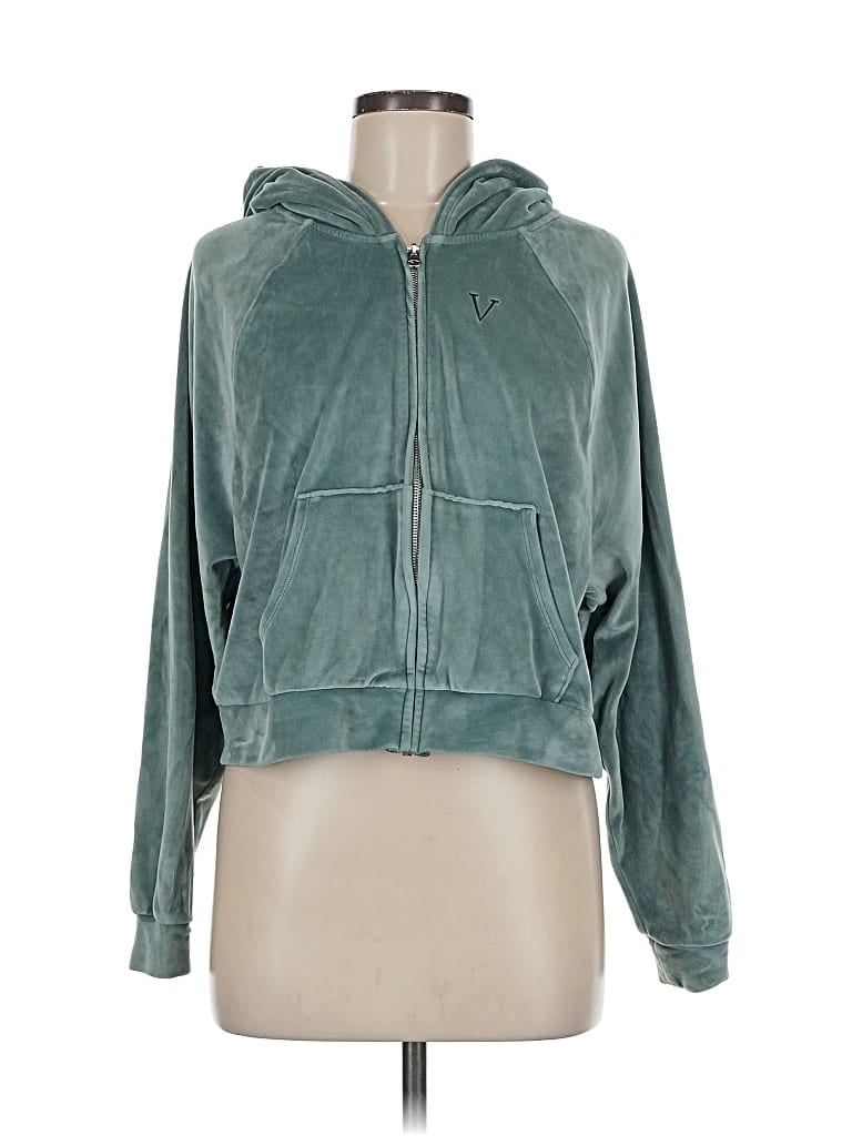 Pre-owned Victoria's Secret Zip Up Hoodie In Blue