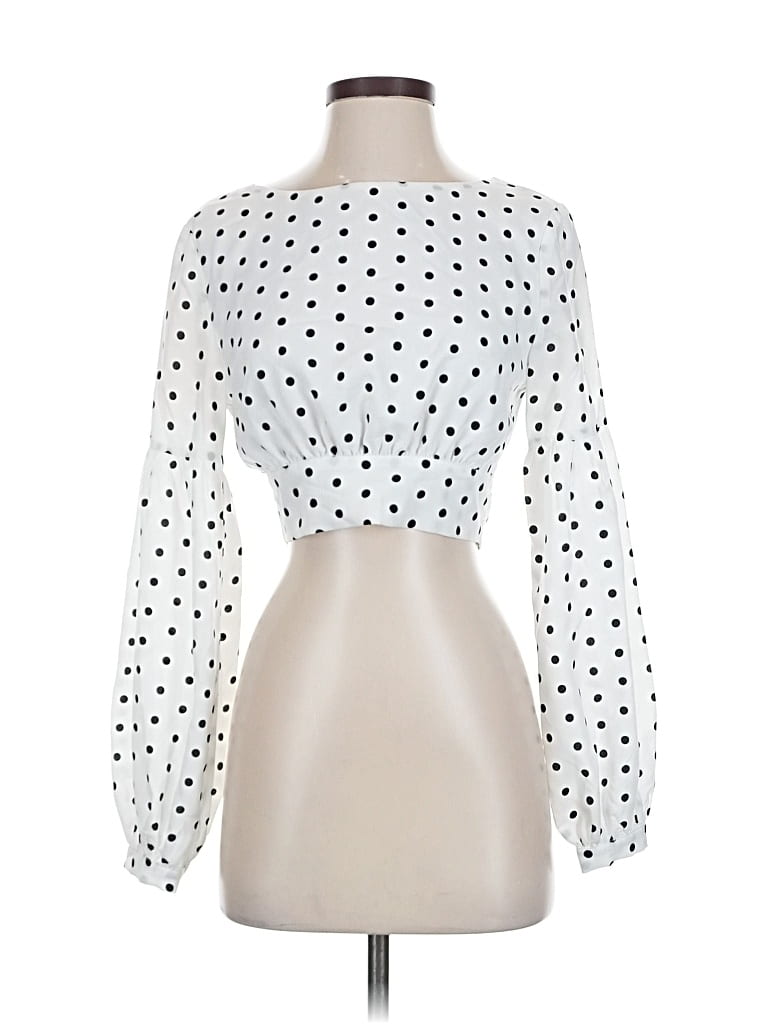 Pre-owned Superdown Long Sleeve Blouse In White