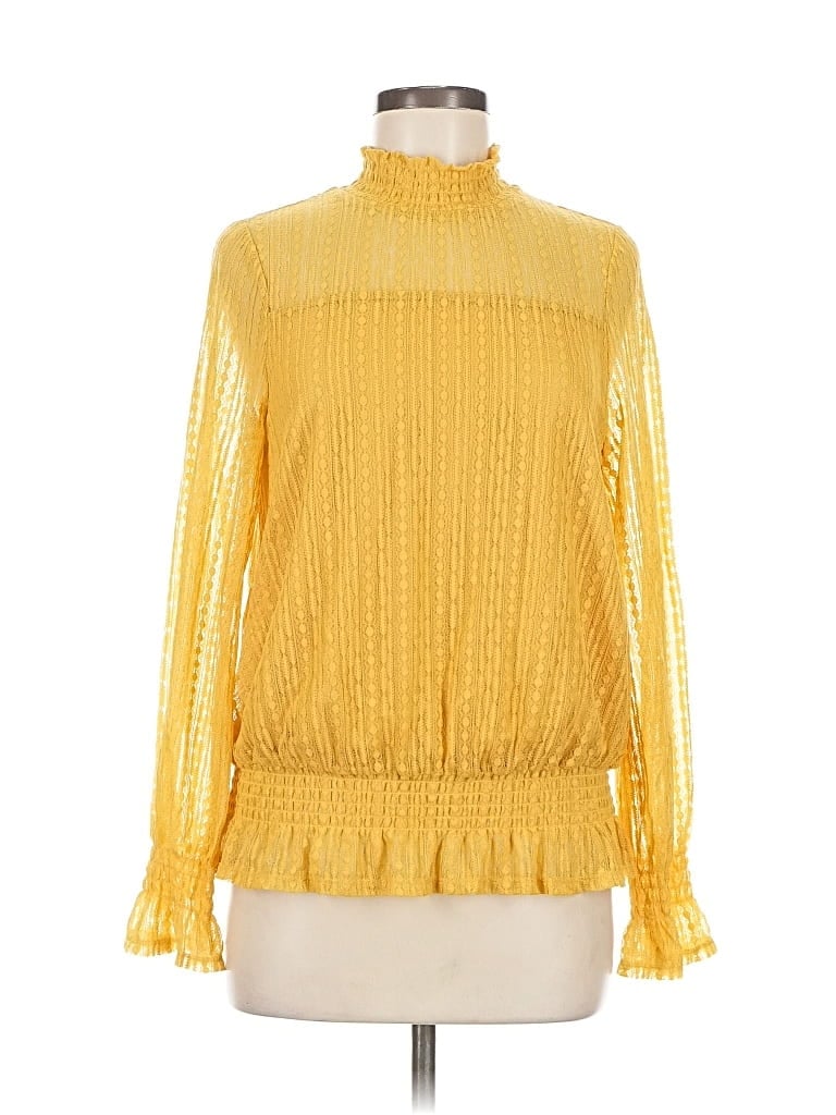 Pre-owned Adrianna Papell Long Sleeve Blouse In Yellow