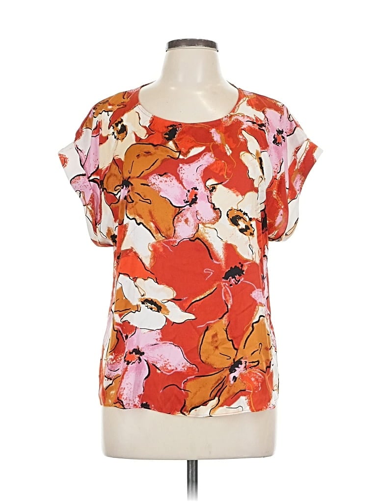 Pre-owned Nine West Short Sleeve Blouse In Orange