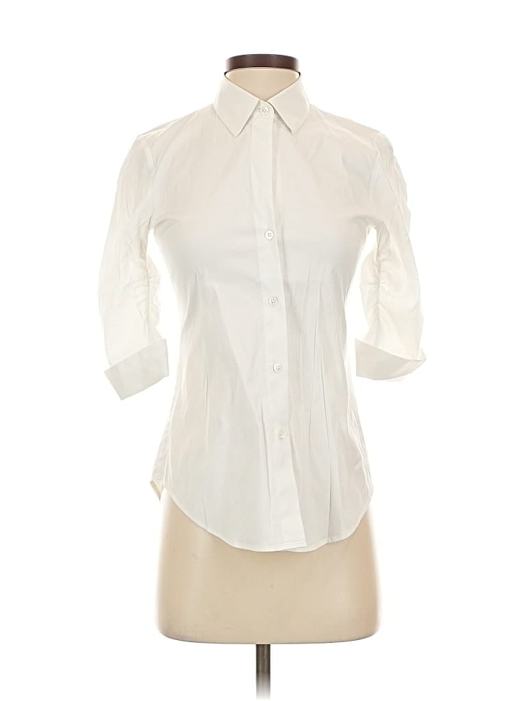 Pre-owned Theory 3/4 Sleeve Button Down Shirt In White