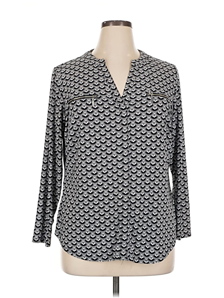 Pre-owned Inc International Concepts Long Sleeve Blouse In Gray