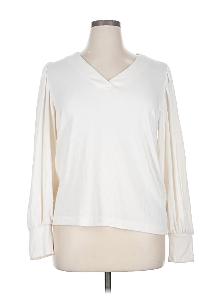 Pre-owned Ann Taylor Loft Pullover Sweater In White
