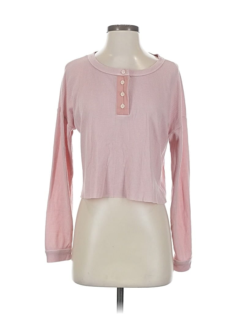 Pre-owned American Eagle Outfitters Long Sleeve Henley Shirt In Pink