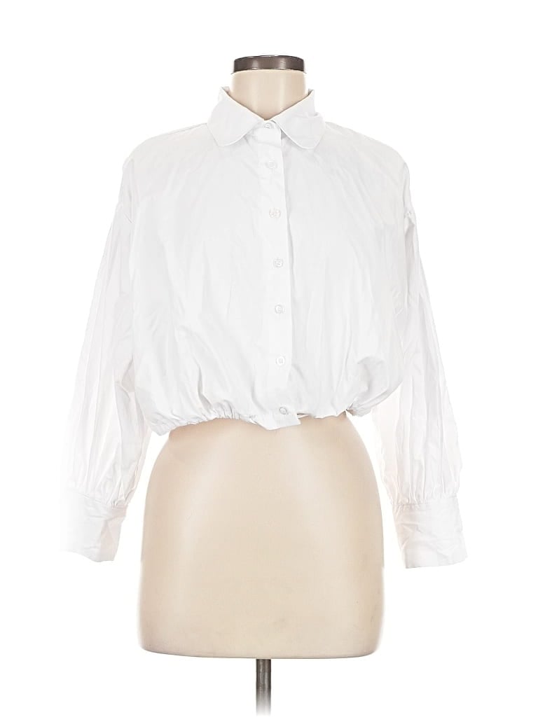 Pre-owned Assorted Brands Long Sleeve Blouse In White