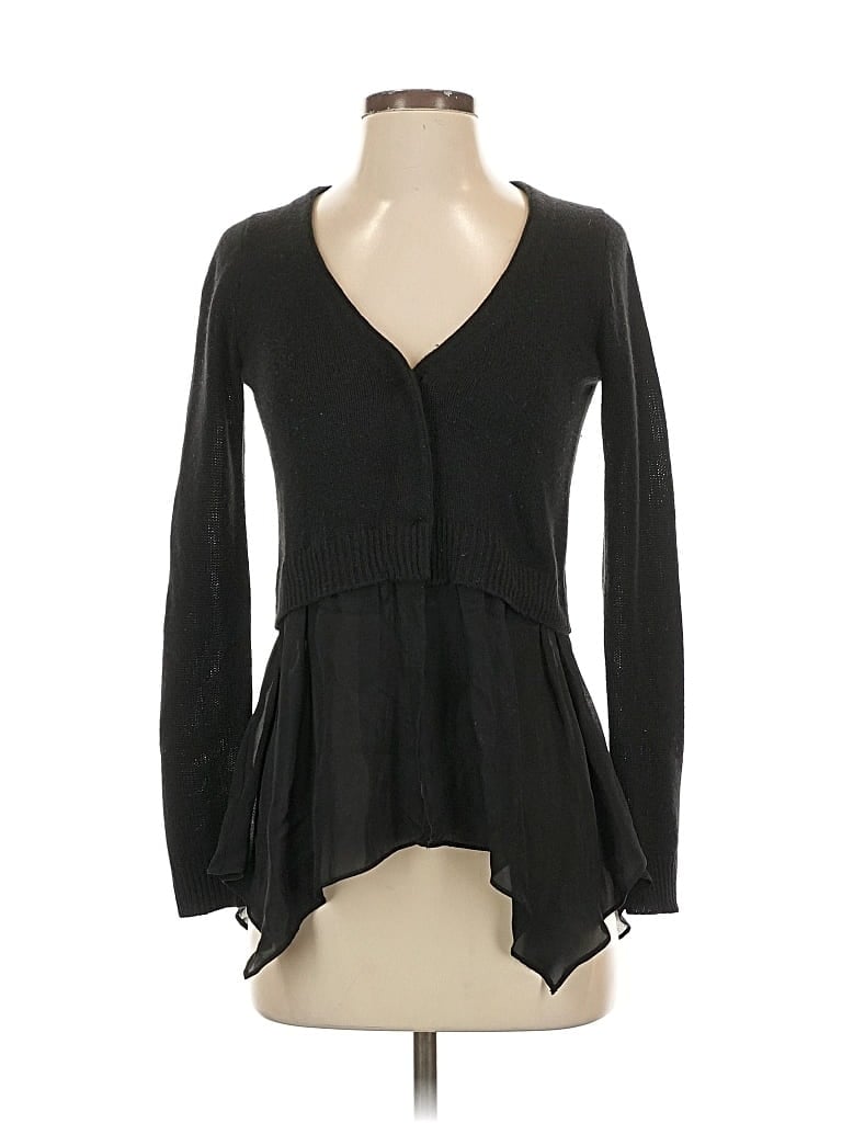 Pre-owned Jamison Silk Cardigan Sweater In Black