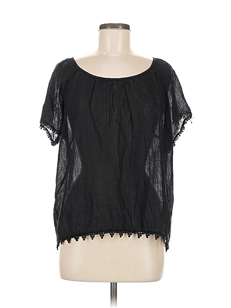 Pre-owned Velvet By Graham & Spencer Short Sleeve Blouse In Black