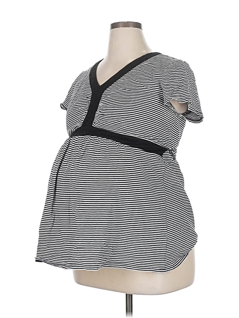 Pre-owned Oh Baby By Motherhood Short Sleeve Top Gray V Neck Tops