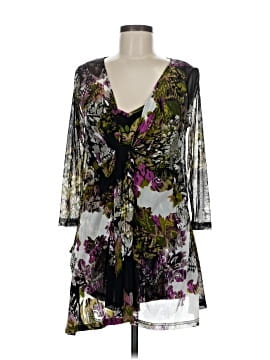 lynn ritchie silver dress Lynn Ritchie SILVER womens Dress Sz L. Crossover top Rouched sides Rayon