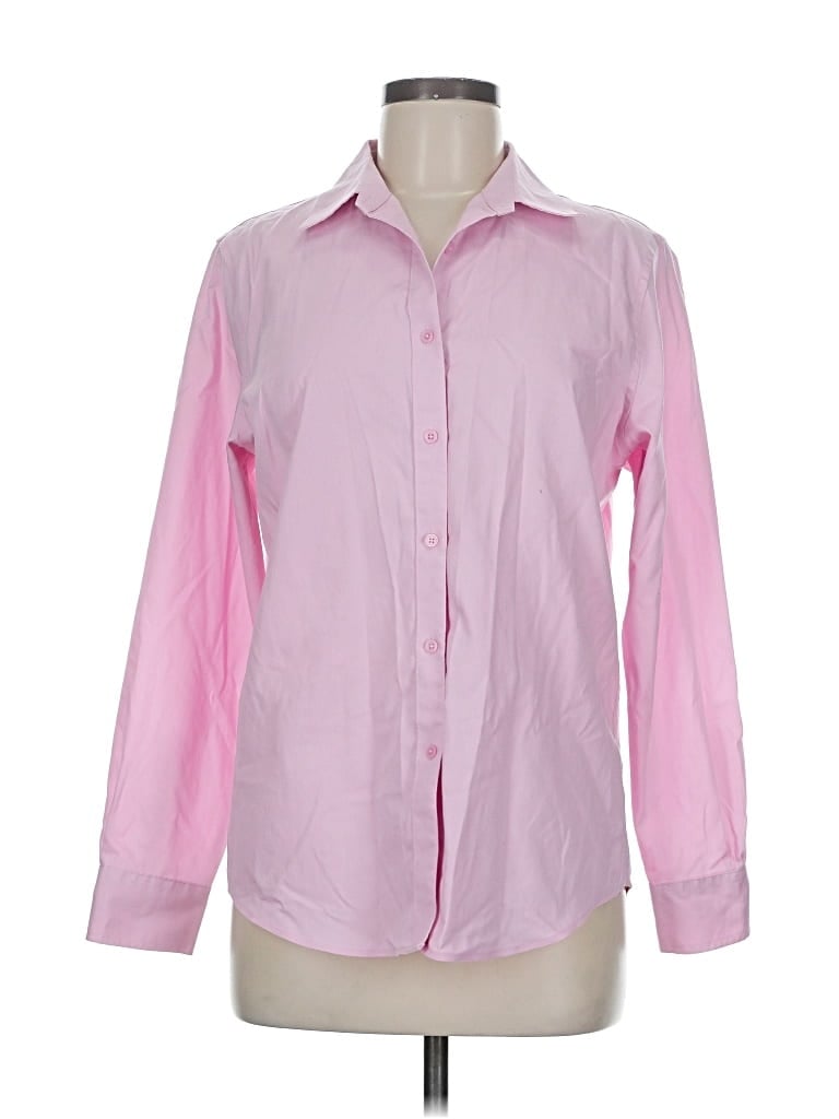 Pre-owned Jones New York Signature Long Sleeve Button Down Shirt In Pink
