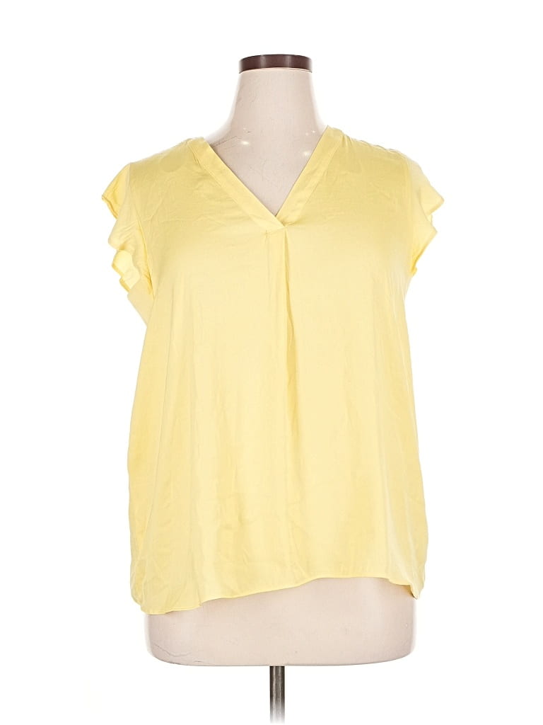 Pre-owned Rachel Rachel Roy Short Sleeve Blouse In Yellow