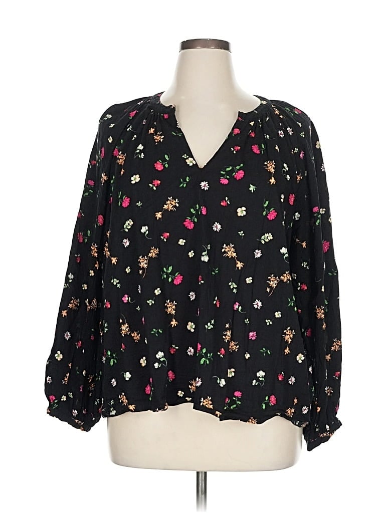 Pre-owned Old Navy 3/4 Sleeve Blouse In Black