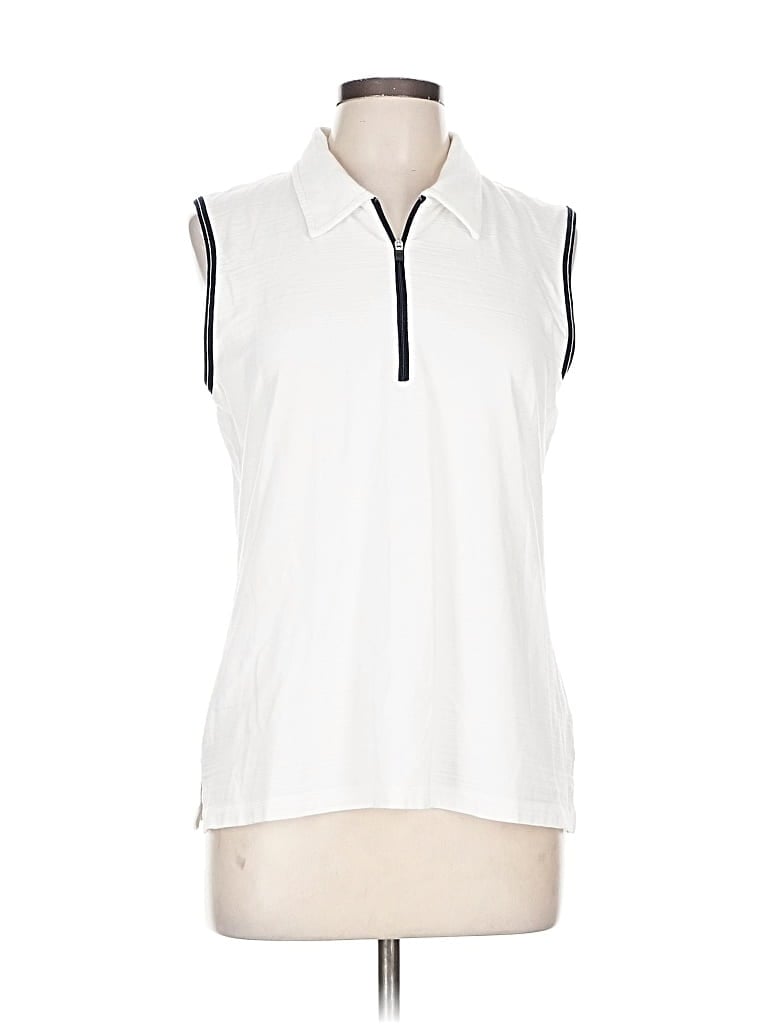 Pre-owned T By Talbots Sleeveless Blouse In White
