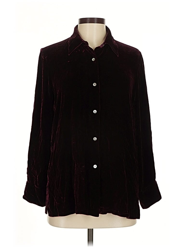 Pre-owned Ann Taylor Long Sleeve Blouse In Burgundy