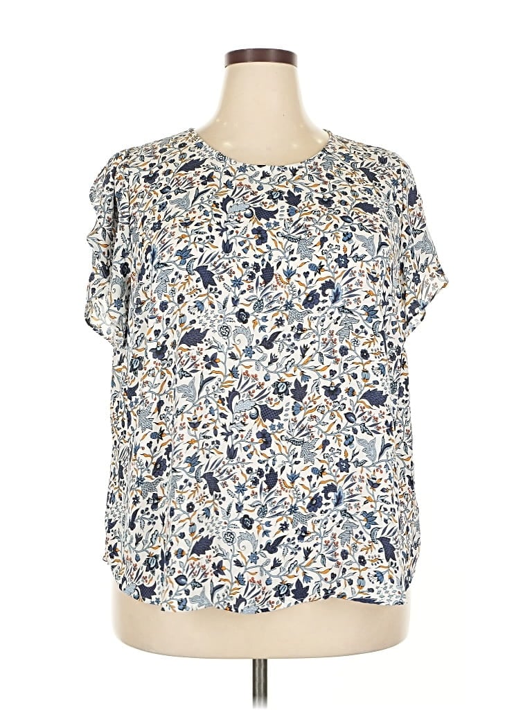 Pre-owned Premise Short Sleeve Blouse In Blue