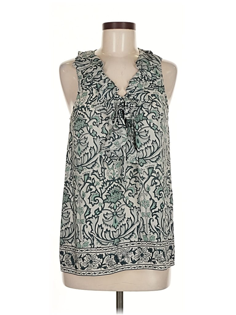 Pre-owned Joie Sleeveless Silk Top Green Halter Neckline Tops