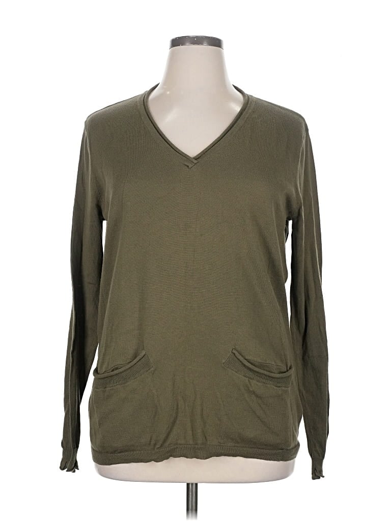Pre-owned Fresh Produce Long Sleeve Top Green V Neck Tops