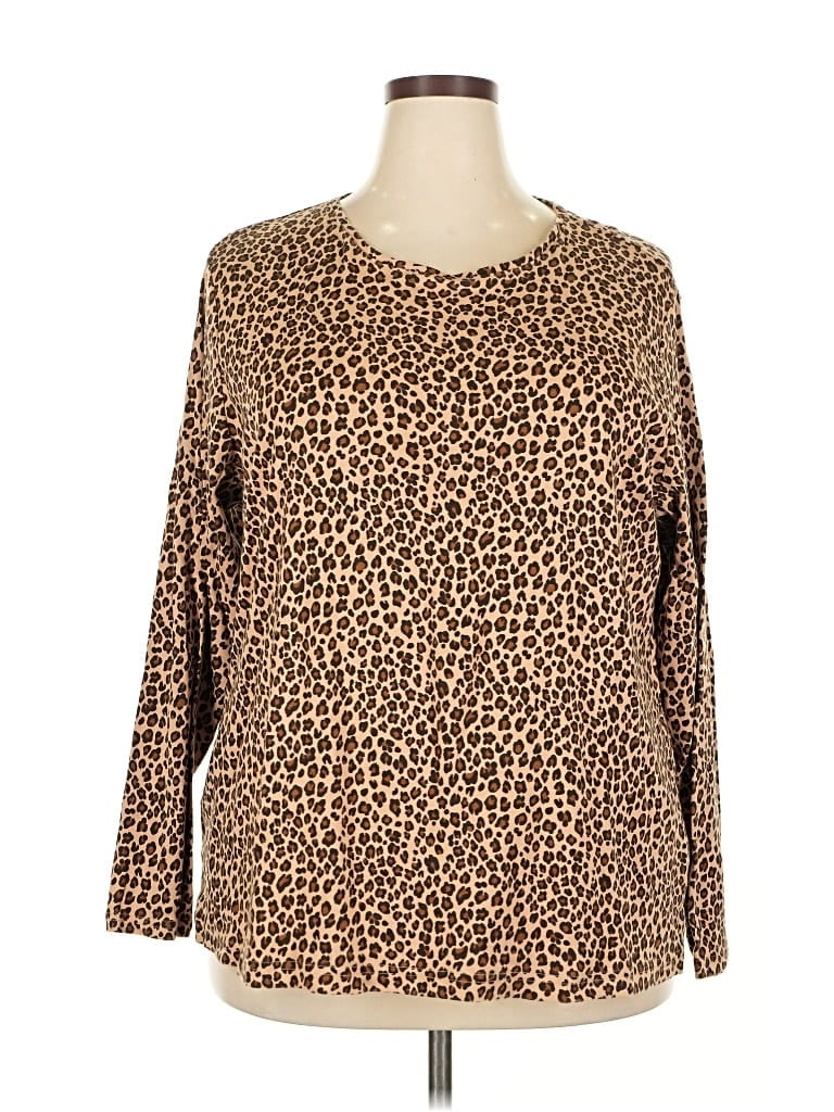 Pre-owned Croft & Barrow Long Sleeve Blouse In Brown