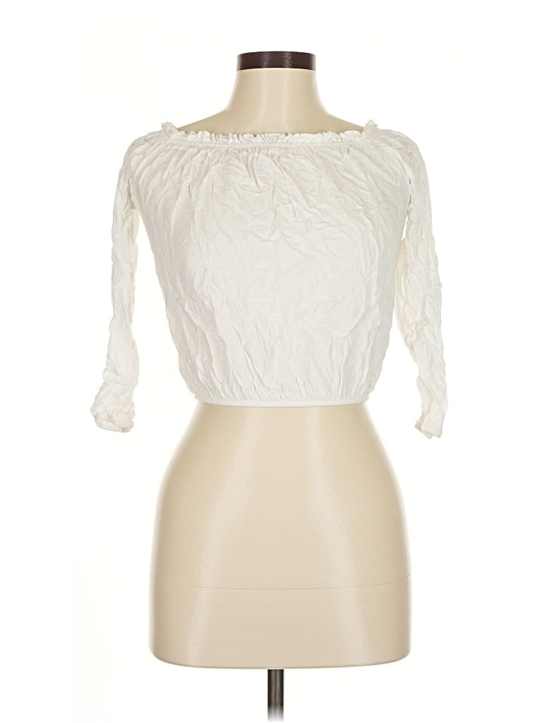 Pre-owned Brandy Melville 3/4 Sleeve Blouse In White