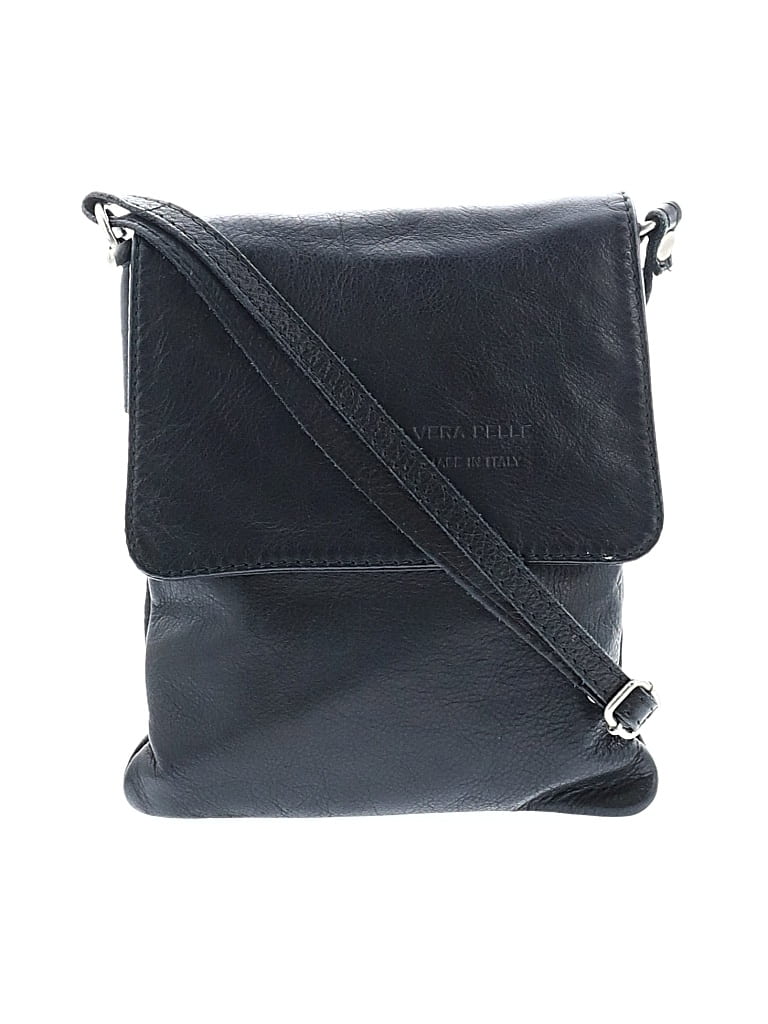 Pre-owned Vera Pelle Leather Crossbody Bag In Black