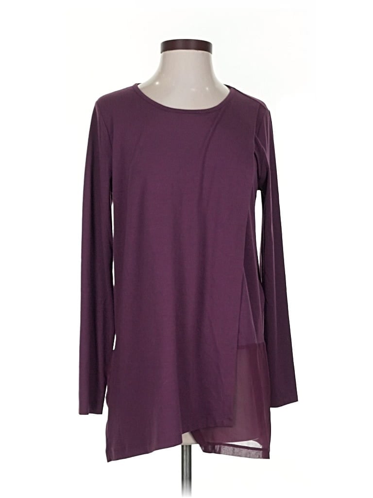 Pre-owned Soft Surroundings Long Sleeve Top Burgundy Crew Neck Tops