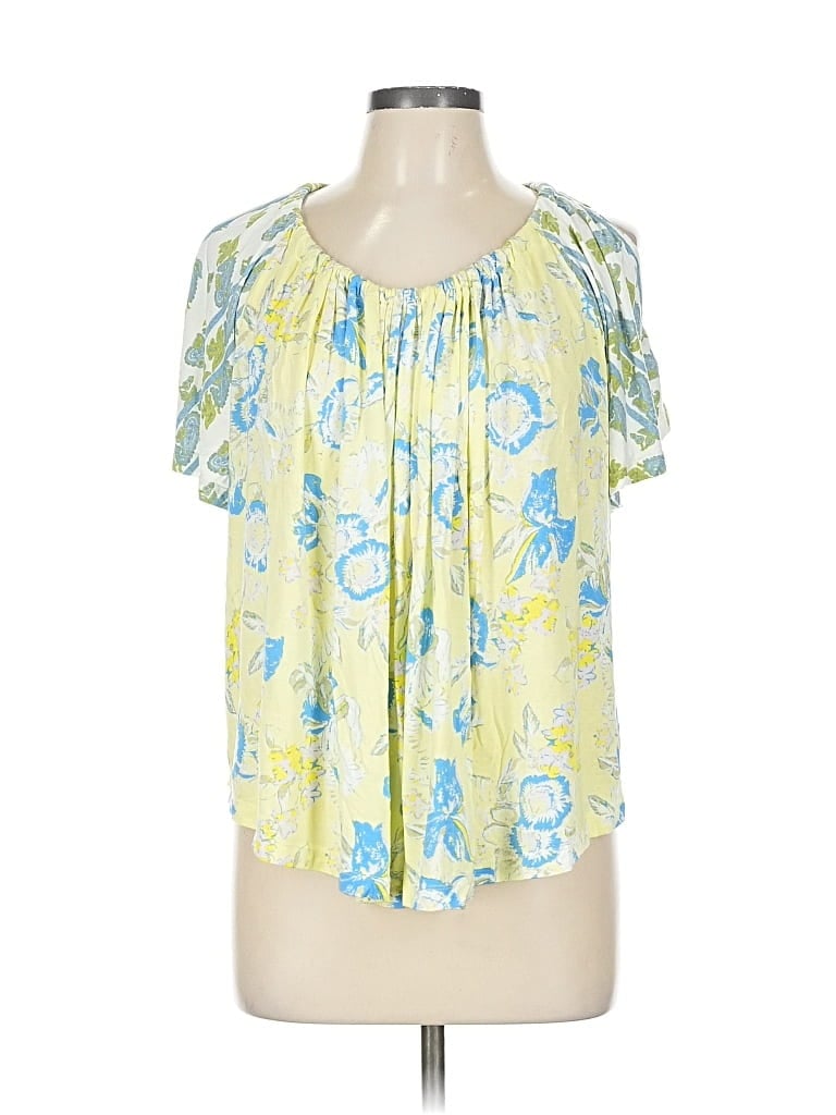 Pre-owned Free People Short Sleeve Blouse In Yellow