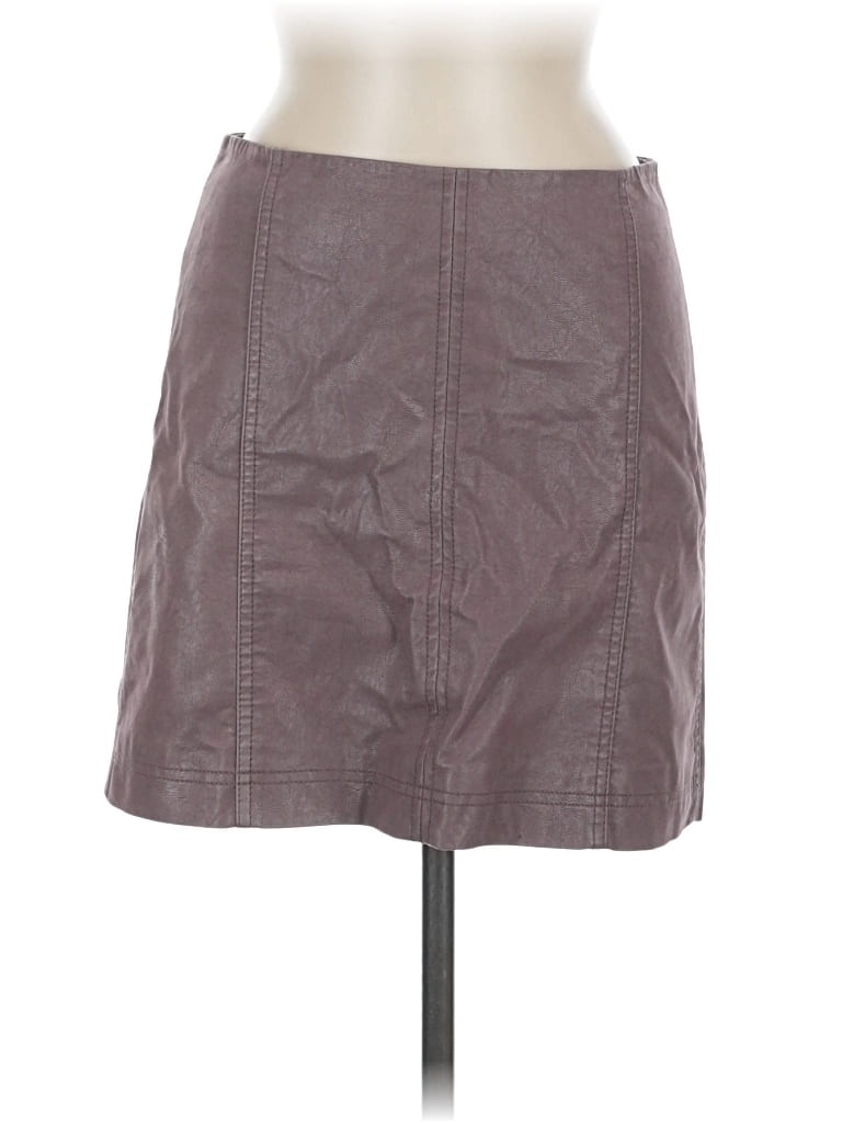 Pre-owned Free People Faux Leather Skirt In Gray