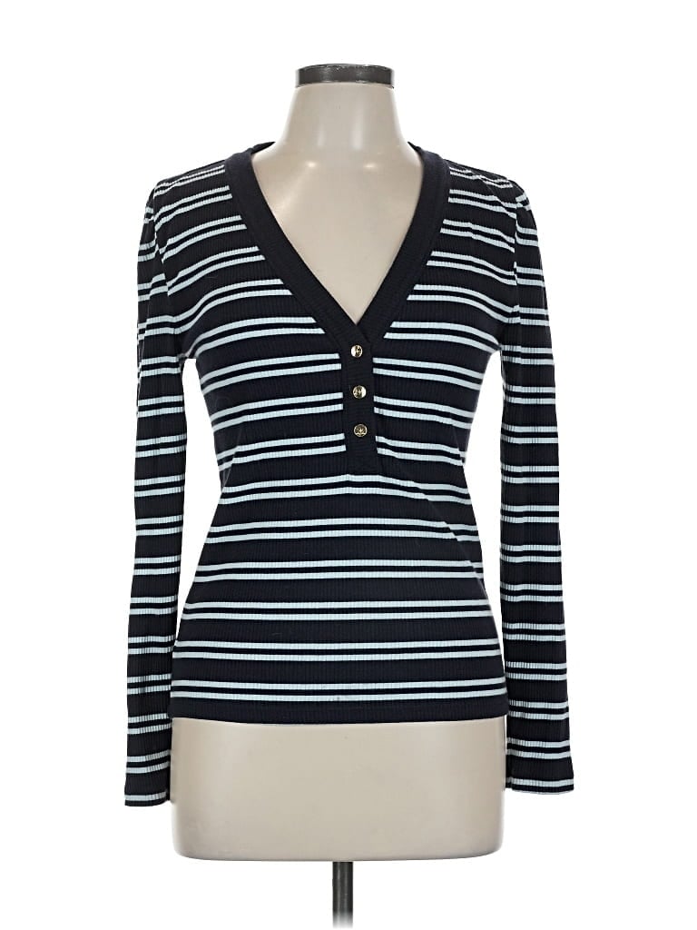 Pre-owned Ann Taylor Long Sleeve Henley Shirt In Blue