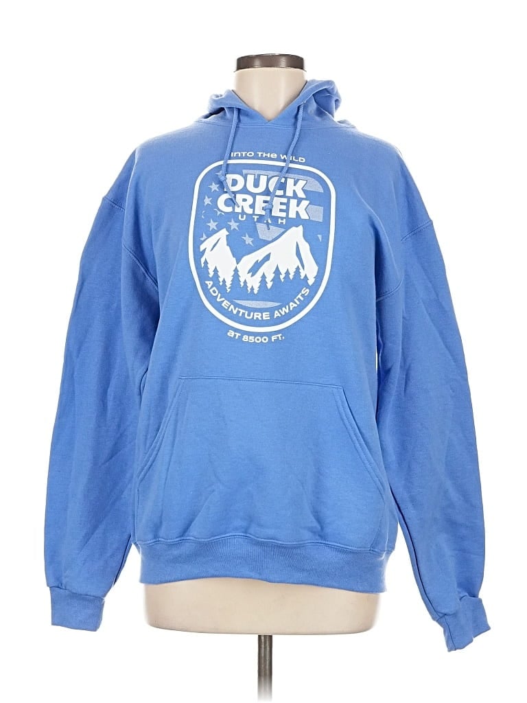 Pre-owned Jerzees Pullover Hoodie In Blue