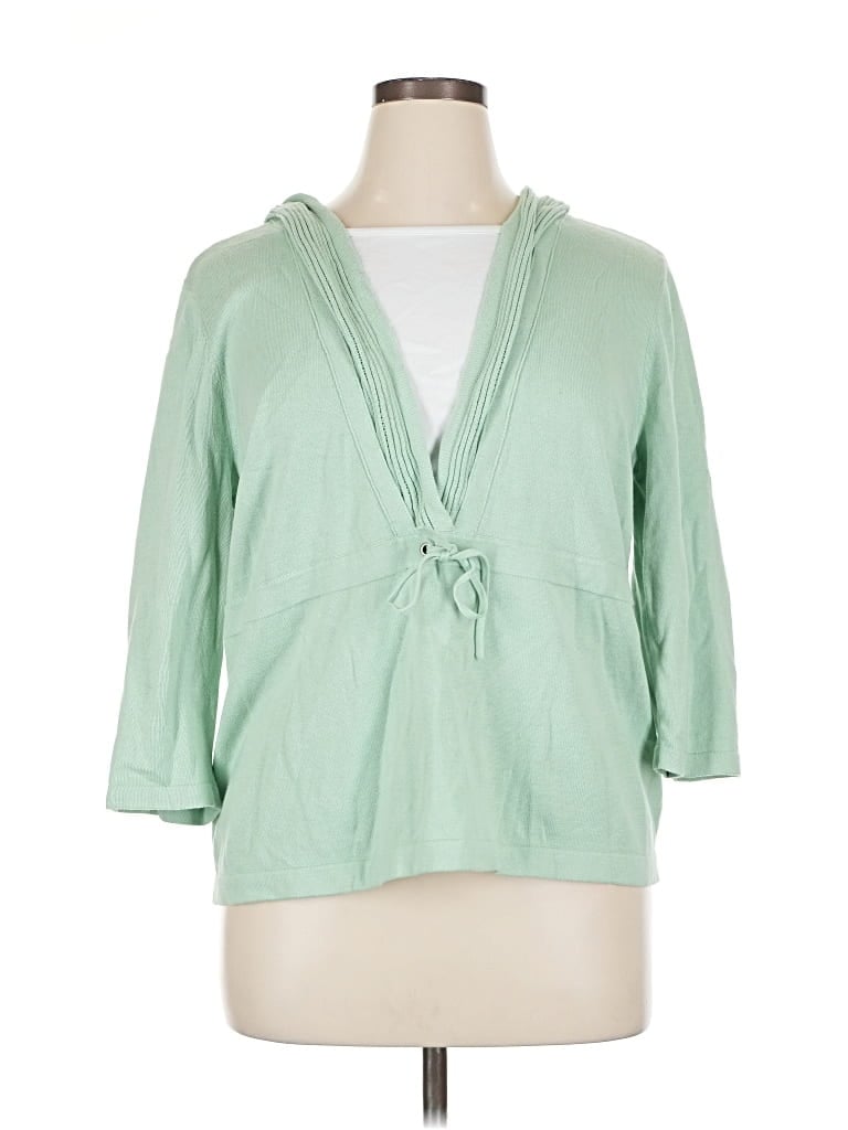Pre-owned Cj Banks Cardigan Sweater In Green