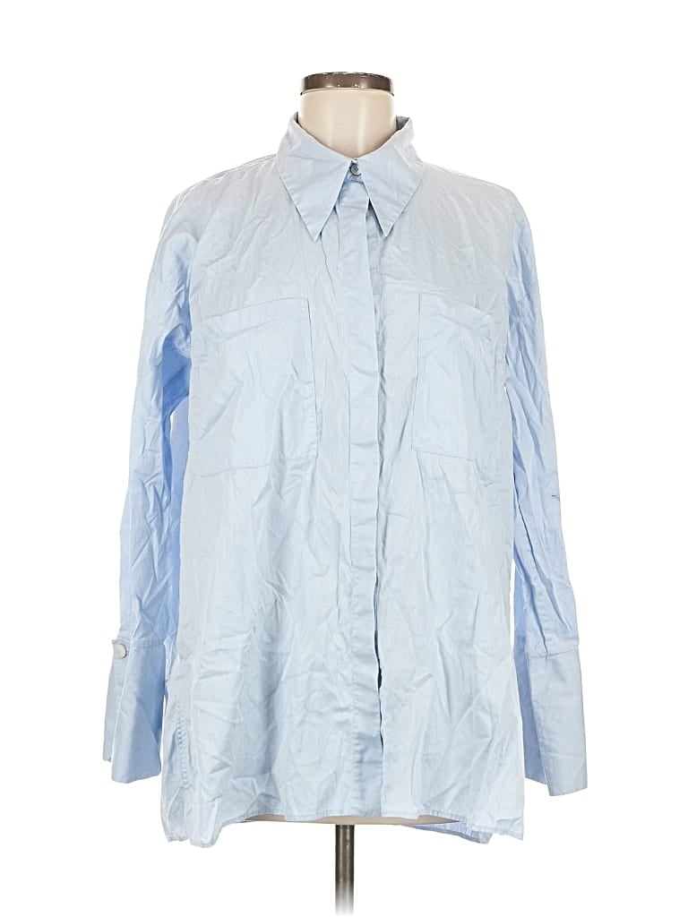 Pre-owned Massimo Dutti Long Sleeve Button Down Shirt In Blue