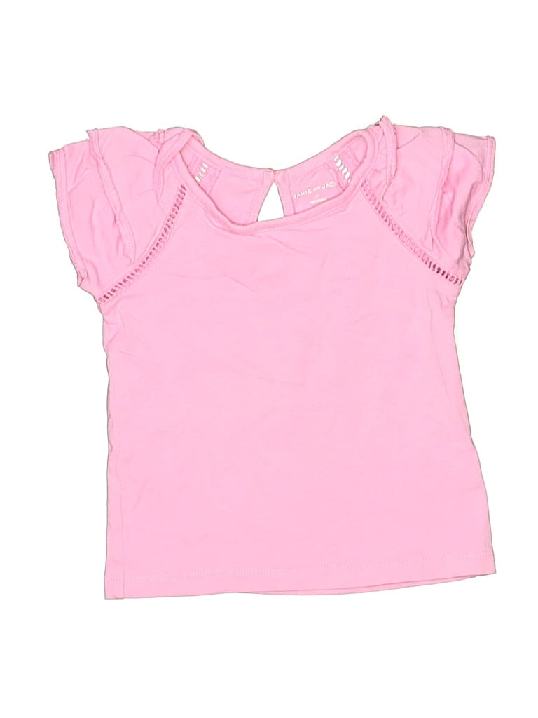 Pre-owned Janie And Jack Kids' Short Sleeve Top Pink Ruffles Neckline Tops